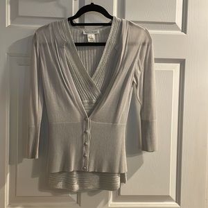 White House Black Market Gray Sleeveless top and cardigan Size SX